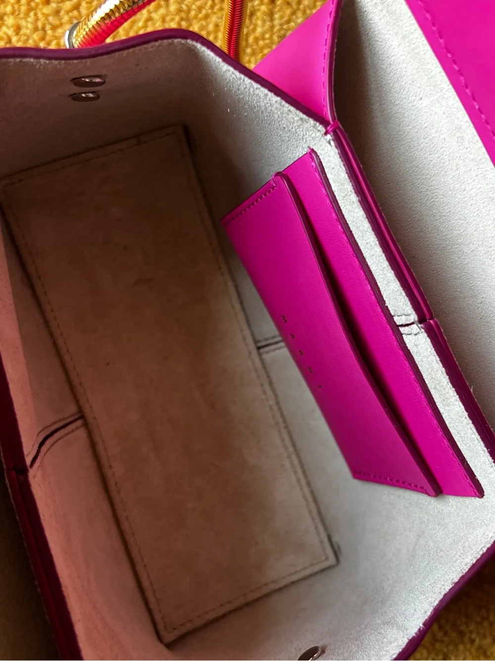 Marni Toggle Pink Leather Crossbody Bag with Gold Chain Strap